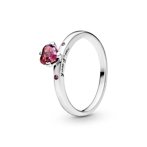 ANEL LISO CORAÇÃO BRILHANTE ROSA PANDORA