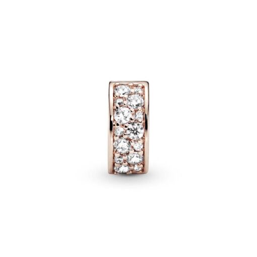 CHARM CLIPE ROSE PEDRAS BRANCAS ELEGÂNCIA PANDORA
