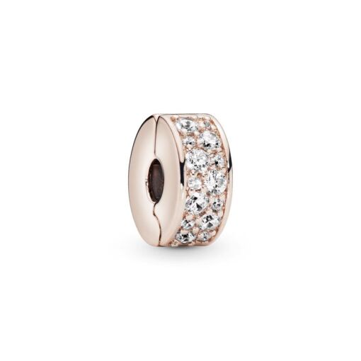 CHARM CLIPE ROSE PEDRAS BRANCAS ELEGÂNCIA PANDORA