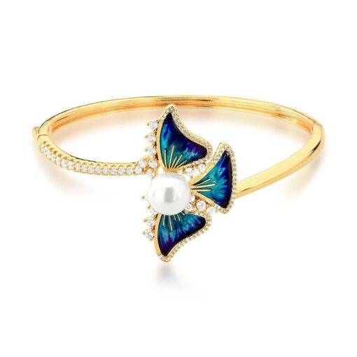 BRACELETE MEIA BORBOLETA ESMALTADA MEIA LINHA CRAV.ZIRC