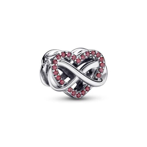 CHARM DE CORAÇÃO VERMELHO FAMILIA E  INFINITO PANDORA