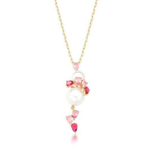 COLAR COM PINGENTE DE PÉROLAS E CRISTAIS DE GOTA +5CM