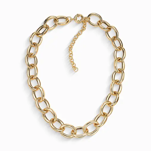 Corrente elo folheada ouro 18k ajustável