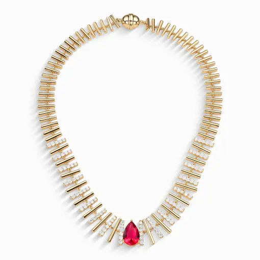 Colar folheado a ouro 18k com pedra rubi