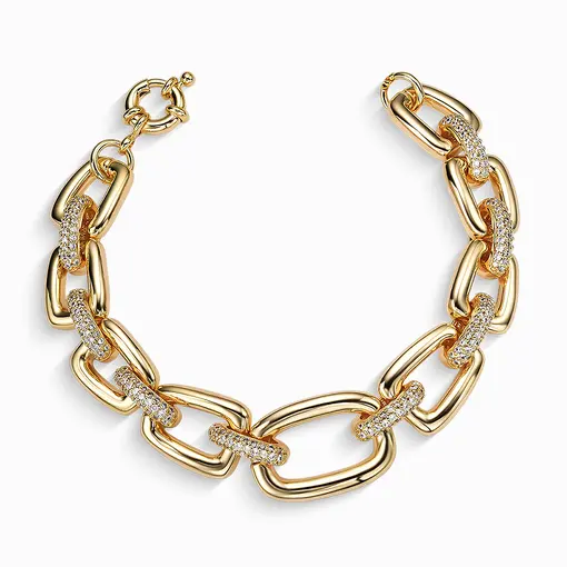 Pulseira com elos cravejados em zircônias