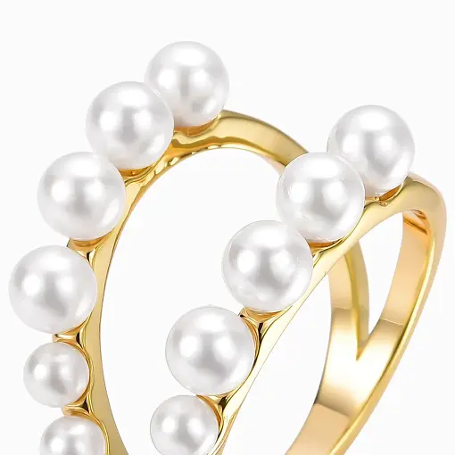 Anel folheado ouro 18k com pérolas