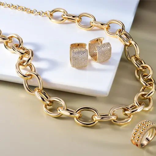 Corrente elo folheada ouro 18k ajustável