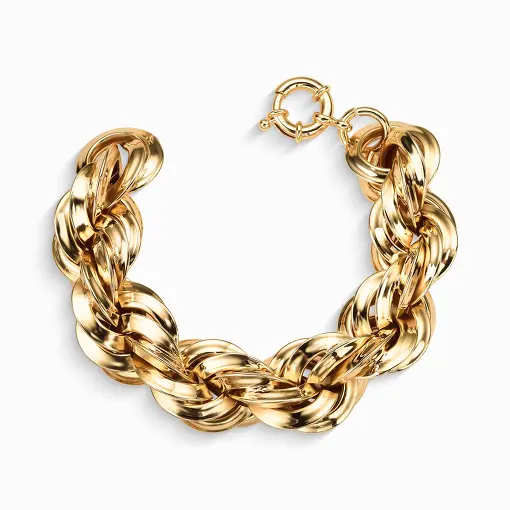 Pulseira de elos torcidos folheada a ouro 18k