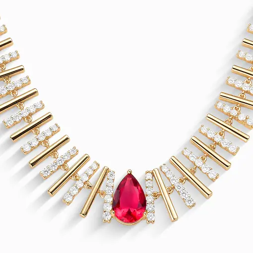 Colar folheado a ouro 18k com pedra rubi