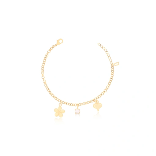 PULSEIRA COM FLOR, CORAÇÃO E PONTO DE LUZ