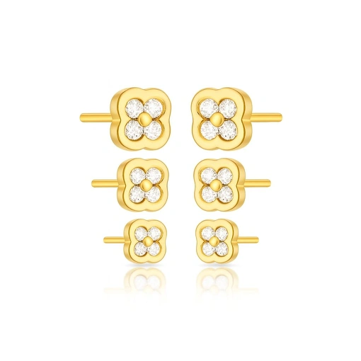 CONJUNTO TRIO DE BRINCOS QUADRADOS