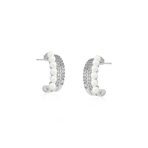 BRINCO MEIO ARGOLA COM PÉROLAS SHELL