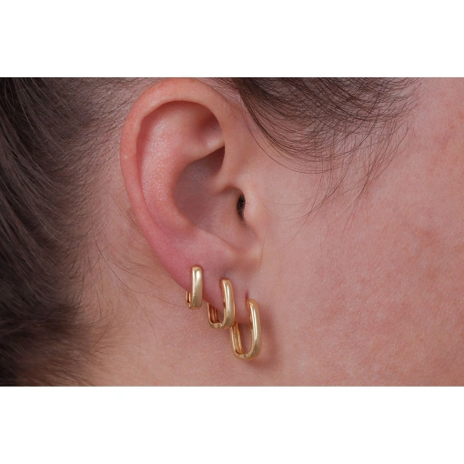 CONJUNTO TRIO DE ARGOLINHAS RETANGULARES