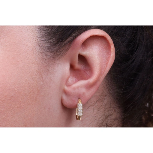 BRINCO ARGOLINHA RETANGULAR COM ZIRCÔNIAS