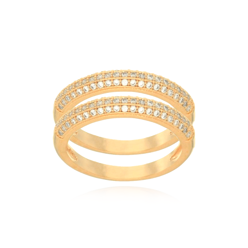 CONJUNTO DE ANEL APARADOR CRAVEJADO COM ZIRCÔNIA