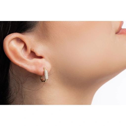 BRINCO ARGOLINHA RETANGULAR COM ZIRCÔNIAS