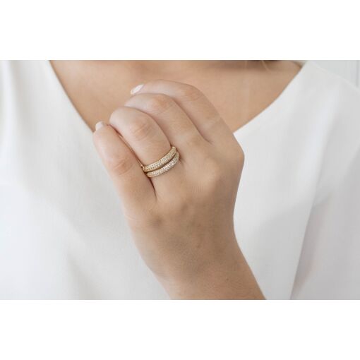 CONJUNTO DE ANEL APARADOR CRAVEJADO COM ZIRCÔNIA