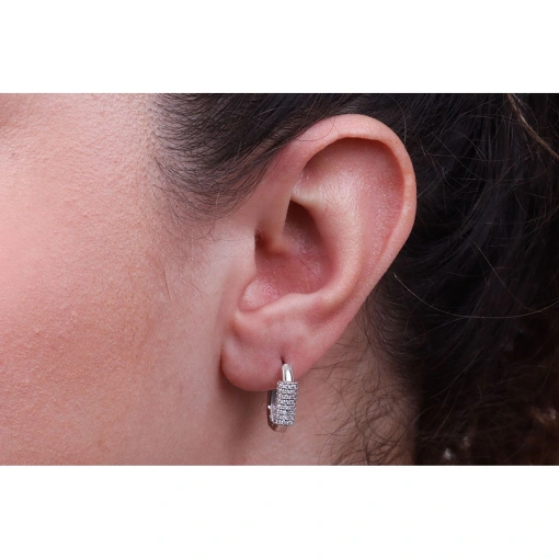 BRINCO ARGOLINHA RETANGULAR COM ZIRCÔNIAS