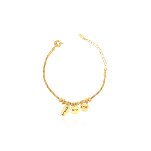 PULSEIRA COM DIZERES 'HOPE' 'FAITH' 'LOVE'