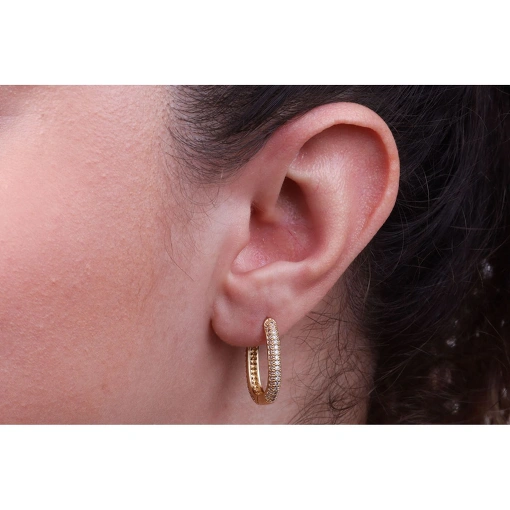 BRINCO ARGOLA RETANGULAR COM ZIRCÔNIAS