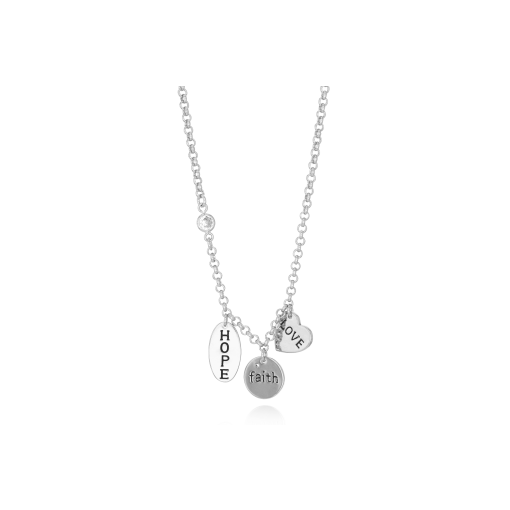 GARGANTILHA COM DIZERES 'HOPE' 'FAITH' 'LOVE'