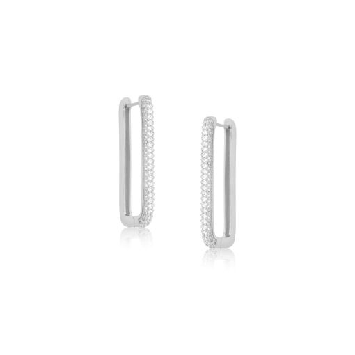 BRINCO ARGOLA RETANGULAR COM ZIRCÔNIAS