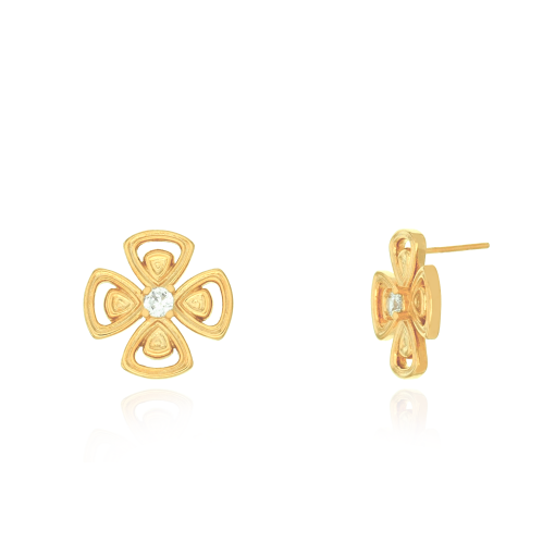 BRINCO DE FLOR COM ZIRCÔNIA
