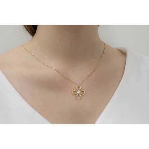 GARGANTILHA FLOR COM ZIRCÔNIA
