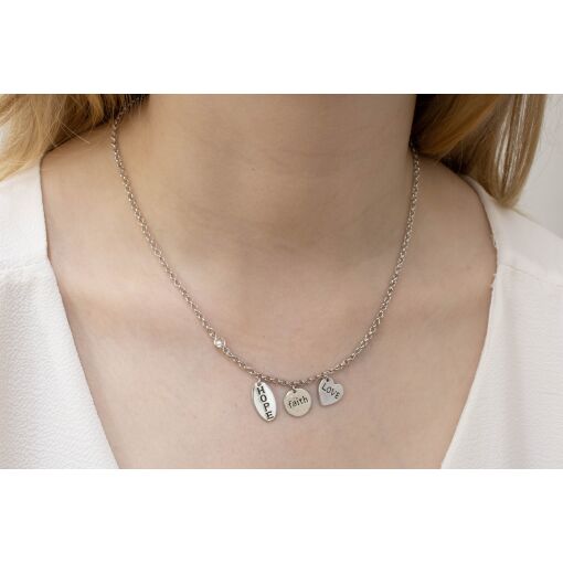 GARGANTILHA COM DIZERES 'HOPE' 'FAITH' 'LOVE'