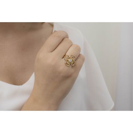 ANEL DE FLOR COM ZIRCÔNIA