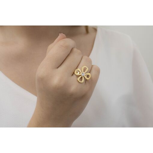 ANEL DE FLOR COM ZIRCÔNIA
