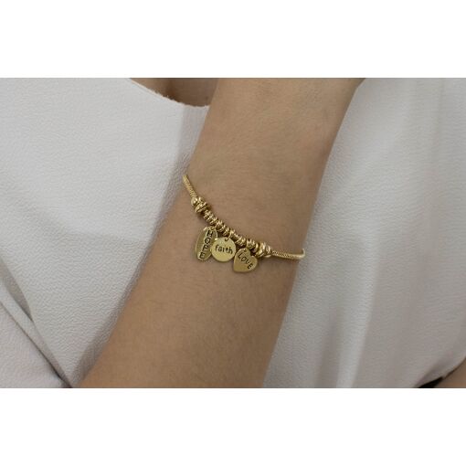 PULSEIRA COM DIZERES 'HOPE' 'FAITH' 'LOVE'