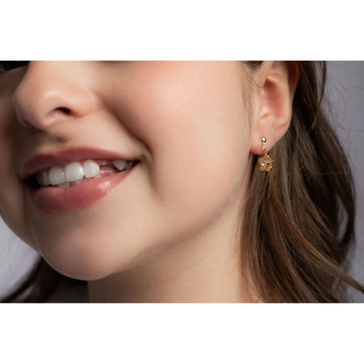 BRINCO DE FLOR COM ZIRCÔNIA