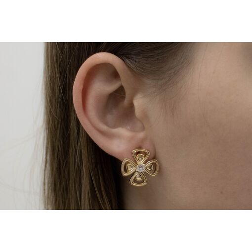 BRINCO DE FLOR COM ZIRCÔNIA