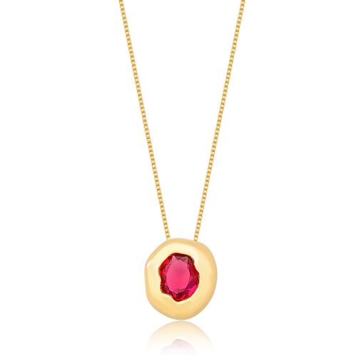 GARGANTILHA COM PINGENTE OVAL IRREGULAR COM CRISTAL