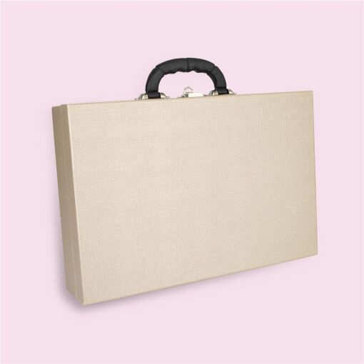 MALETA DUPLA REVENDEDORA 25X37,5CM LINHO CHAMPAGNE