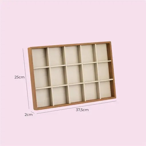 BANDEJA COM 15 ESPAÇOS LIVRES 25X37,5X3CM CARAMELO
