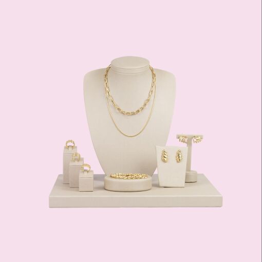 KIT EXPOSITOR PARA JOIAS FACTO DOURADO ELEGÂNCIA