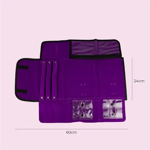 PASTA PARA ANEL 3 TIRAS NAPA PRETA 60X24 INTERNO SUEDE ROXO