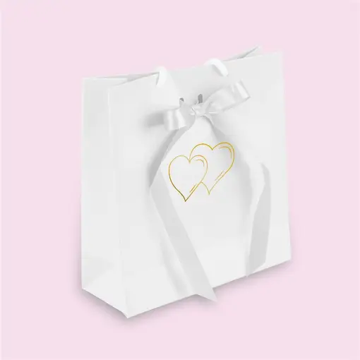 SACOLA PARA JOIAS 16X17CM COM LOGO AMOR COM 10 UNIDADES