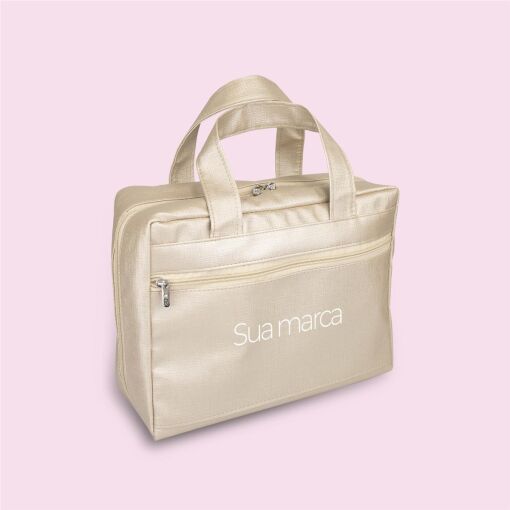 BOLSA REVENDEDORA 2 BANDEJAS E PASTA LINHO CHAMPAGNE 21X29CM PER