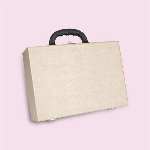 MALETA DUPLA REVENDEDORA 21X29CM LINHO CHAMPAGNE