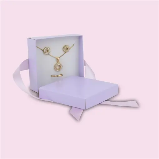 CAIXA PARA JOIAS 08X08CM COM 10 UN LAVANDA COM FITA