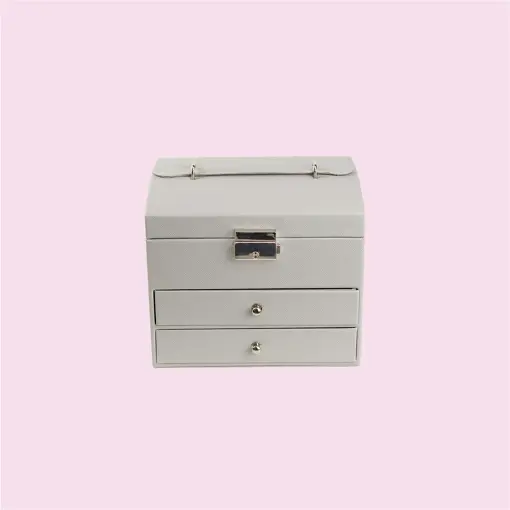 PORTA-JOIAS EXCLUSIVE PREMIUM DUPLO COM ALÇA CINZA