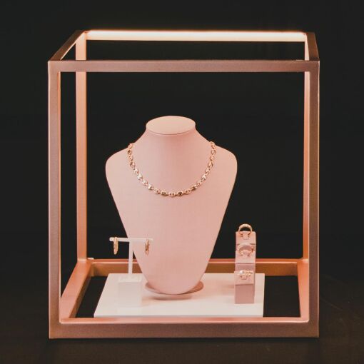 CUBO PARA VITRINE ROSÉ COM ILUMINAÇÃO M