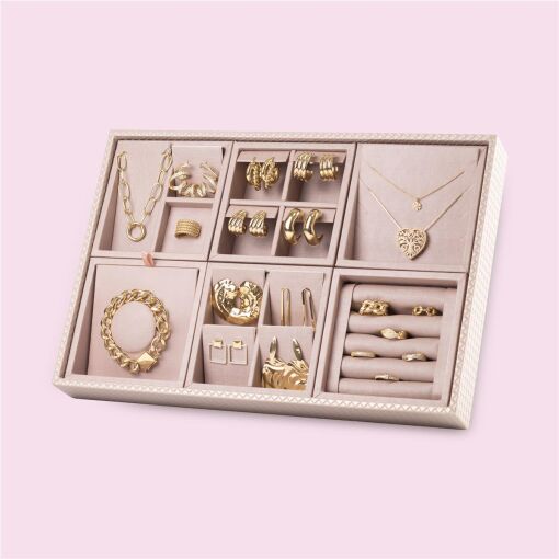KIT DE MINI BANDEJAS ROSÉ COM TRAMA ROSÉ