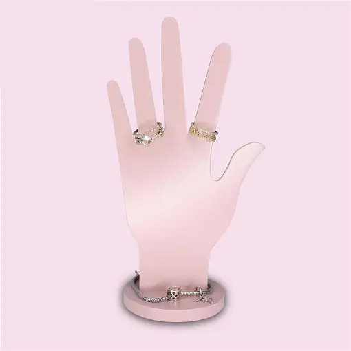 EXPOSITOR LAQUEADO PULSEIRA E ANÉIS MÃO ROSÉ