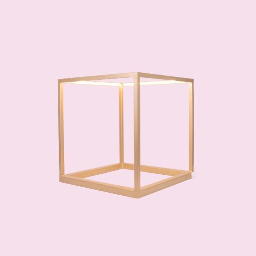 CUBO PARA VITRINE DOURADO COM ILUMINAÇÃO M
