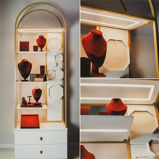 VITRINE MÓVEL PRO STORE COM LED NAS PRATELEIRAS