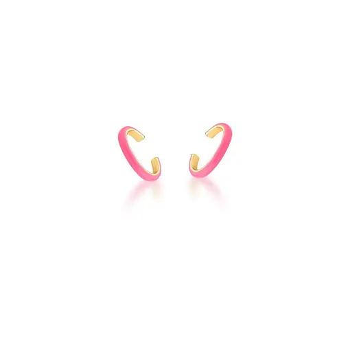 PIERCING DE ORELHA ESMALTADO HOT PINK BANHADO A OURO